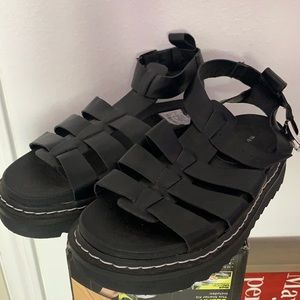 Madden Girl Size 8 1/2 Black Platform Sandals.